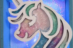 White Glimmer Unicorn shadowbox
